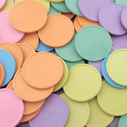 Blank recycled plastic tokens Ø29mm – 100 pcs