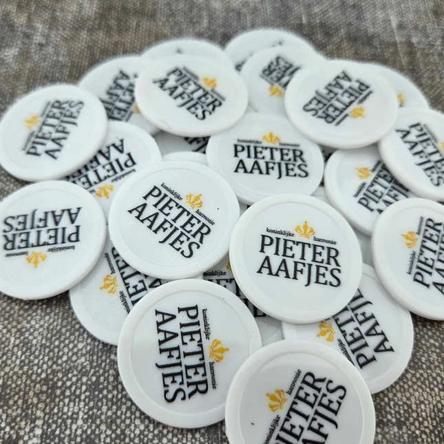 Custom plastic tokens Ø28 mm white - 100 pcs