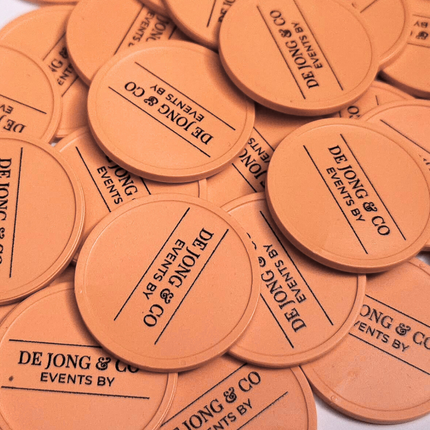 Custom printed recycled plastic tokens Ø29mm - 100 pcs