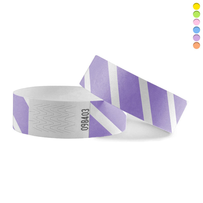 Color mix striped Tyvek wristbands - 100 pcs