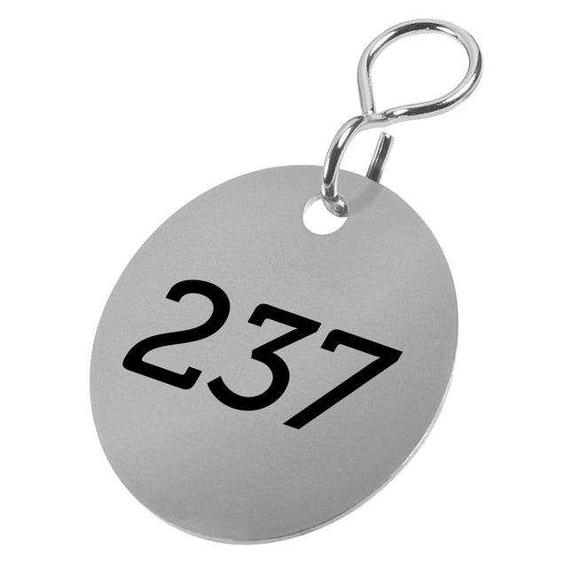 Stainless steel key tag with number - 1 pc