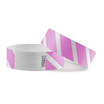 Color mix striped Tyvek wristbands - 100 pcs