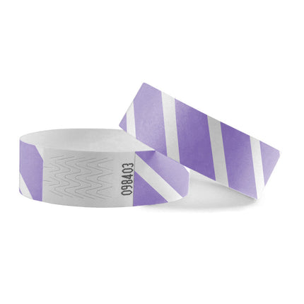 Color mix striped Tyvek wristbands - 100 pcs