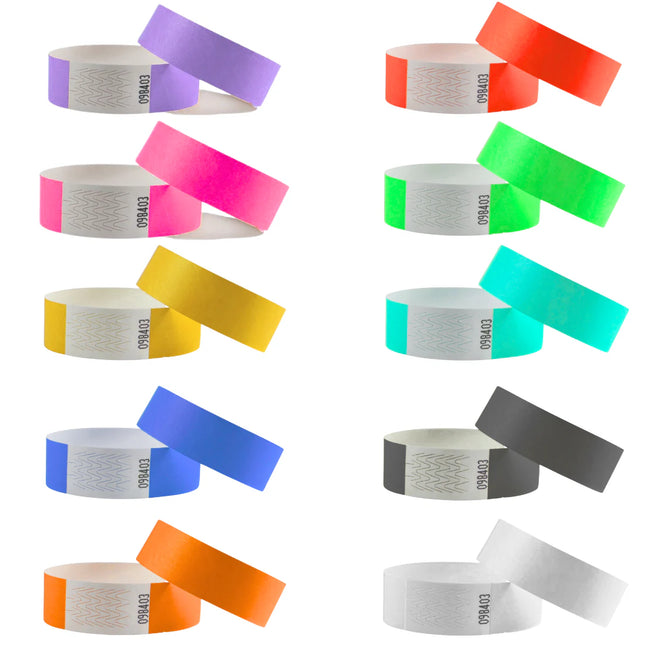 Color mix blank Tyvek wristbands - 100 pcs