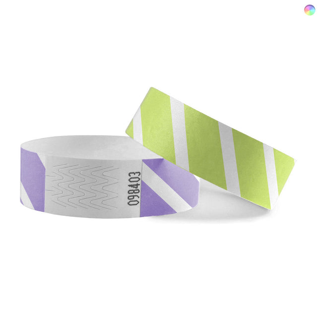 Striped Tyvek wristbands color mix - 100 pcs