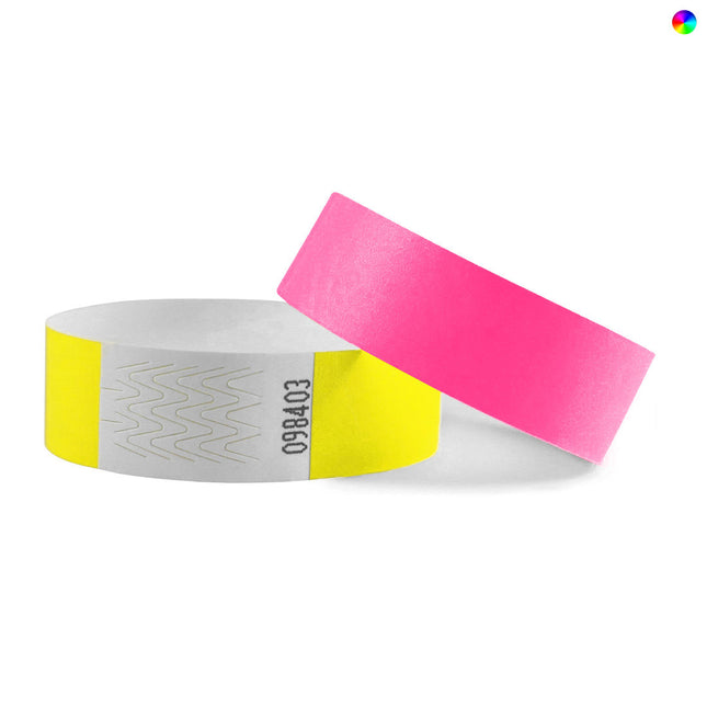 Neon Tyvek wristbands color mix - 100 pcs