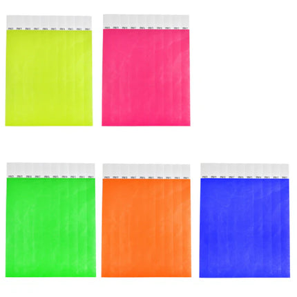 Neon Tyvek wristbands color mix - 100 pcs