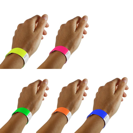 Neon Tyvek wristbands color mix - 100 pcs