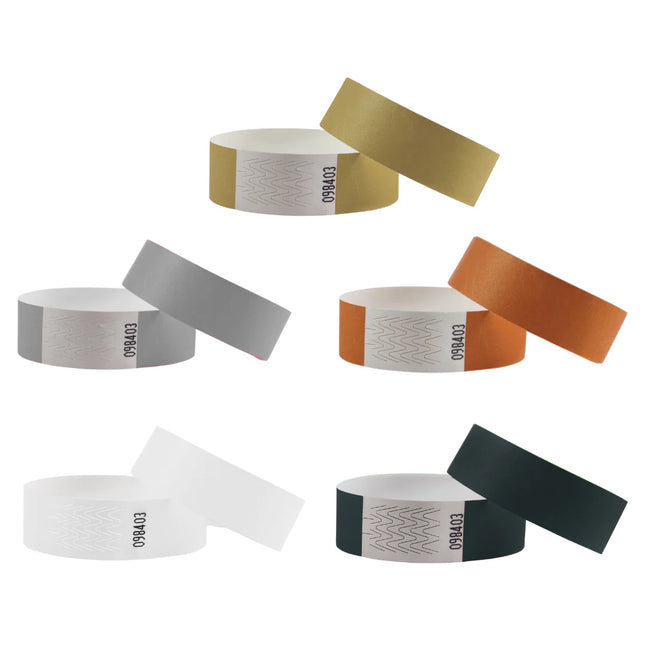 Metallic Tyvek wristbands color mix - 100 pcs