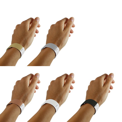 Metallic Tyvek wristbands color mix - 100 pcs