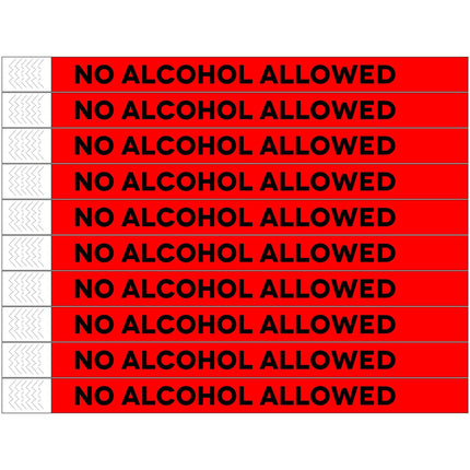 No alcohol allowed Tyrex wristbands - 100 pcs