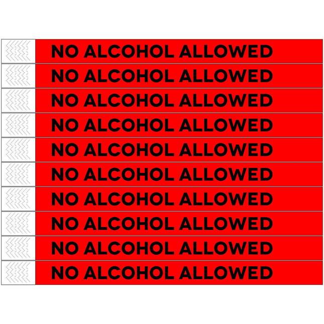 No alcohol allowed Tyrex wristbands - 100 pcs