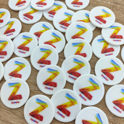 Custom plastic tokens Ø28 mm white - 100 pcs