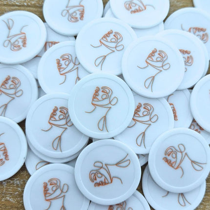 Custom plastic tokens Ø28 mm white - 100 pcs