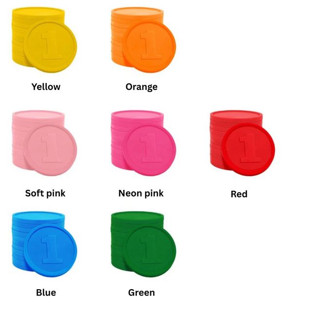 Plastic embossed tokens number 1 Ø29mm – 250 pcs