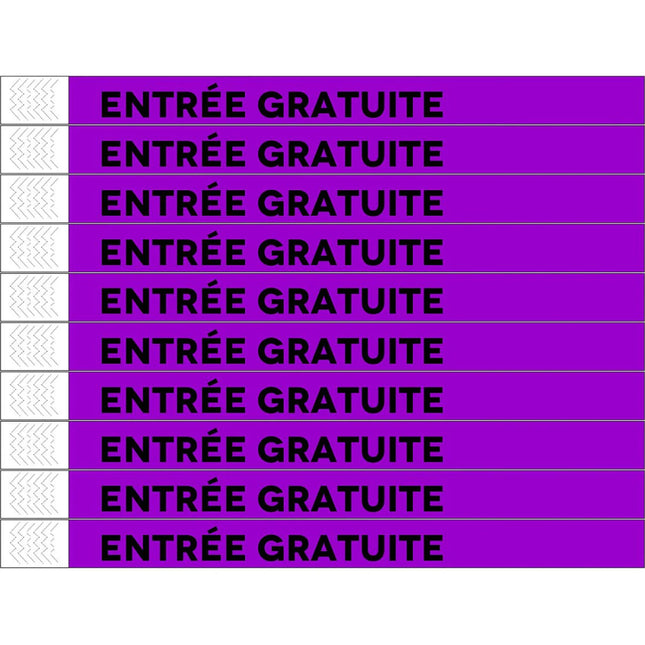 Entrée gratuite Tyrex wristbands - 100 pcs