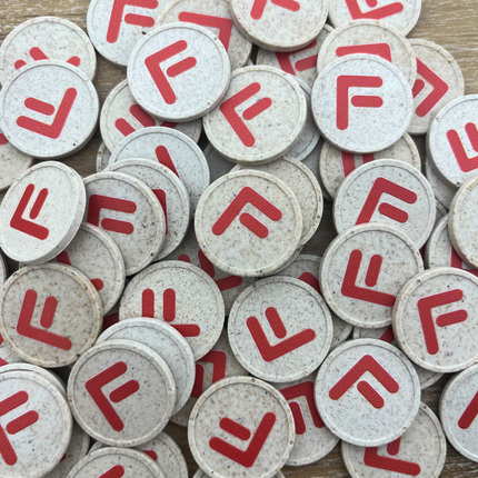 Custom printed wood fiber token Ø29mm - 100 pcs
