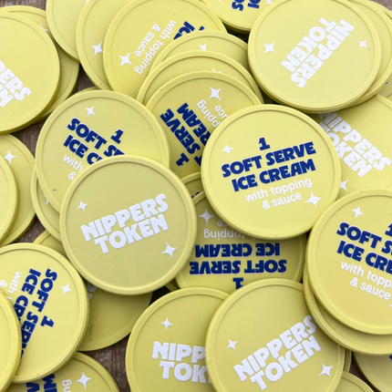 Custom printed recycled plastic tokens Ø29mm - 100 pcs