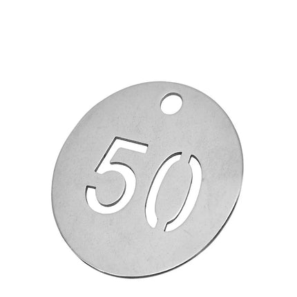 Stainless steel key tags with cut-out number - per set