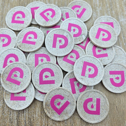Custom printed wood fiber token Ø29mm - 100 pcs