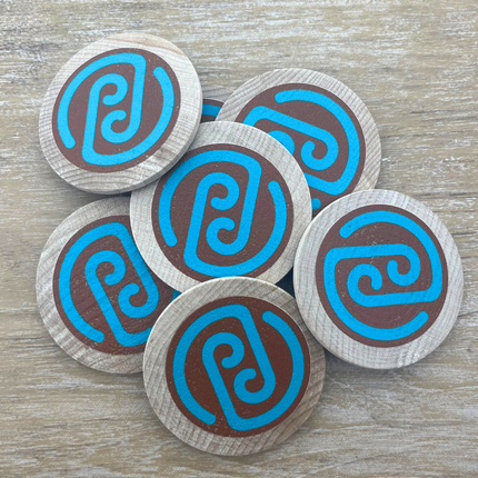 Custom printed wooden tokens Ø50mm – 50 pcs