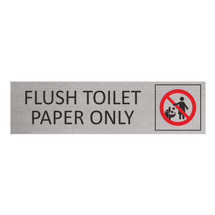 Flush toilet paper only door sign 165x45mm - 1 pc
