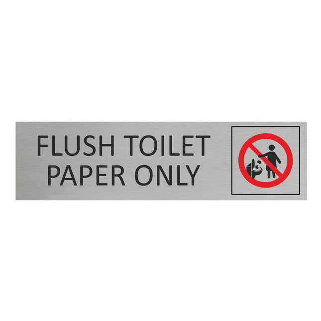 Flush toilet paper only door sign 165x45mm - 1 pc