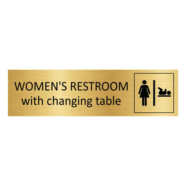 Women's restroom with changing table gold door sign 165x45mm - 1 pc