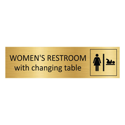 Women's restroom with changing table gold door sign 165x45mm - 1 pc