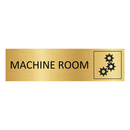 Machine room gold door sign 165x45mm - 1 pc