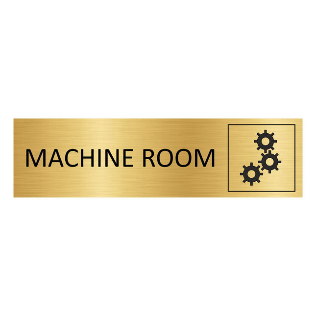 Machine room gold door sign 165x45mm - 1 pc