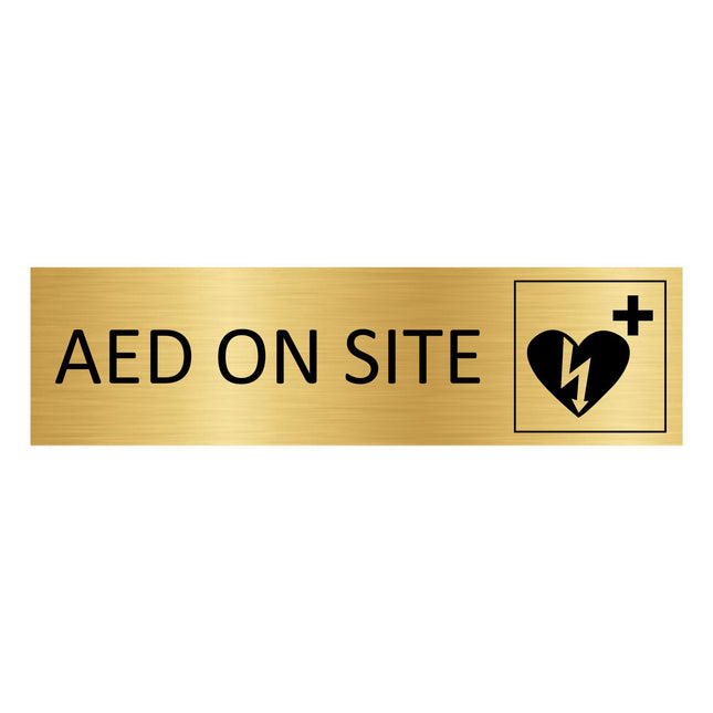 AED on site gold door sign 165x45mm - 1 pc