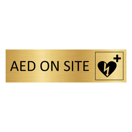 AED on site gold door sign 165x45mm - 1 pc