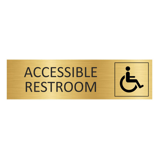 Accessible restroom gold door sign 165x45mm - 1 pc