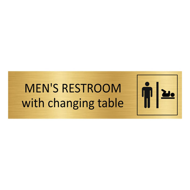 Men's restroom with changing table gold door sign 165x45mm - 1 pc