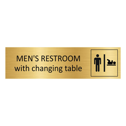 Men's restroom with changing table gold door sign 165x45mm - 1 pc