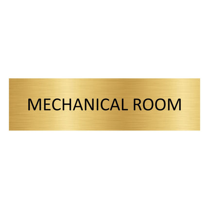 Mechanical room gold door sign 165x45mm - 1 pc