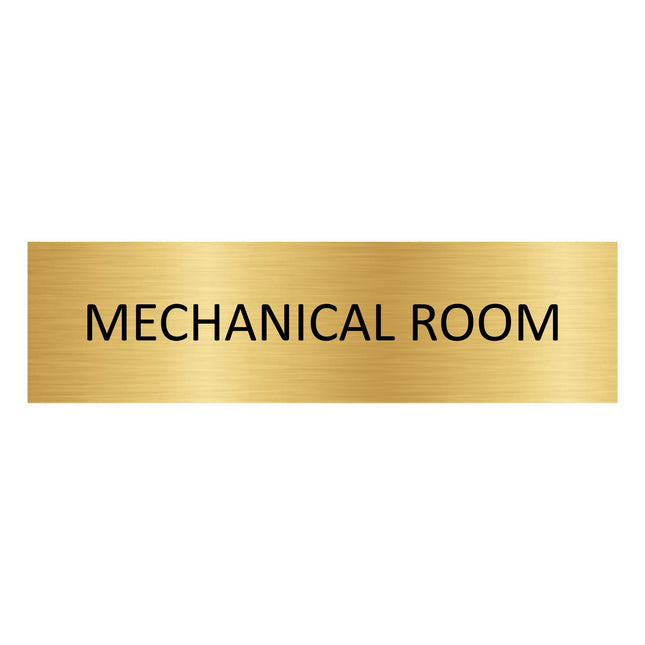 Mechanical room gold door sign 165x45mm - 1 pc