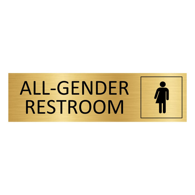 All-gender restroom gold door sign 165x45mm - 1 pc
