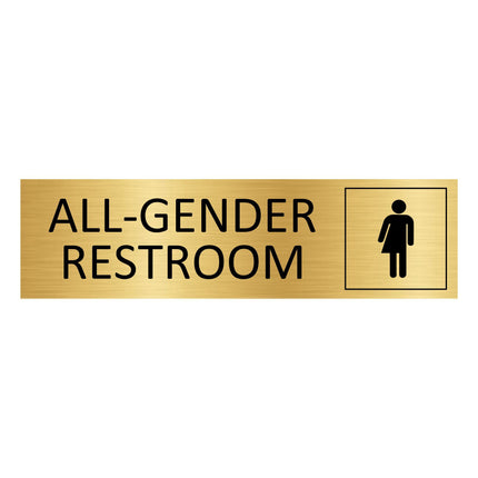 All-gender restroom gold door sign 165x45mm - 1 pc