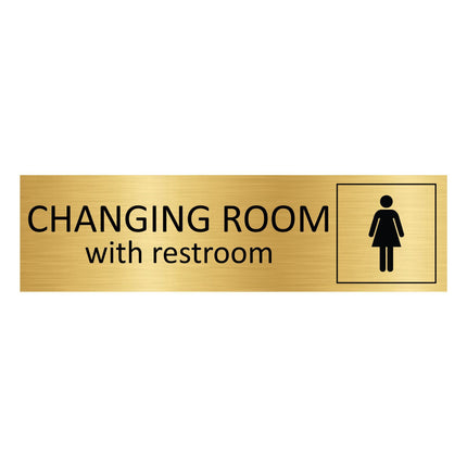 Women's changing room with restroom gold door sign 165x45mm - 1 pc