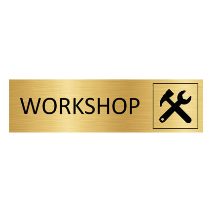 Workshop gold door sign 165x45mm - 1 pc
