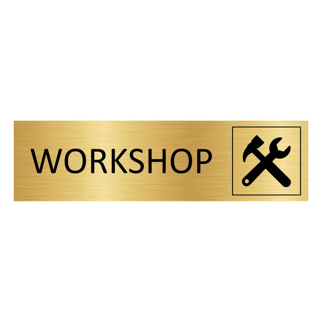 Workshop gold door sign 165x45mm - 1 pc