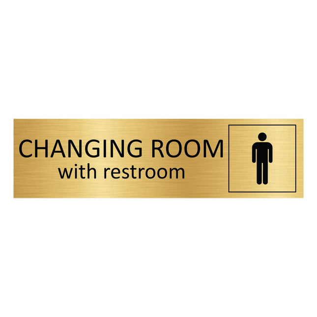 Men's changing room with restroom gold door sign 165x45mm - 1 pc