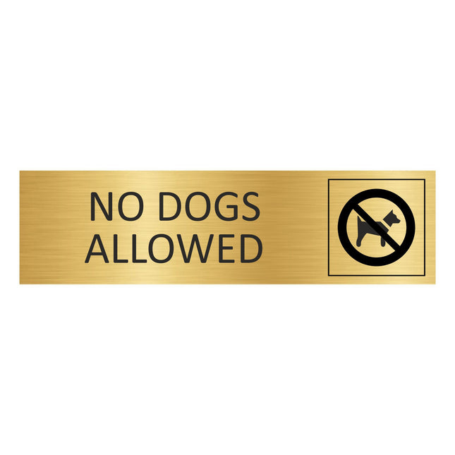 No dogs gold door sign 165x45mm - 1 pc