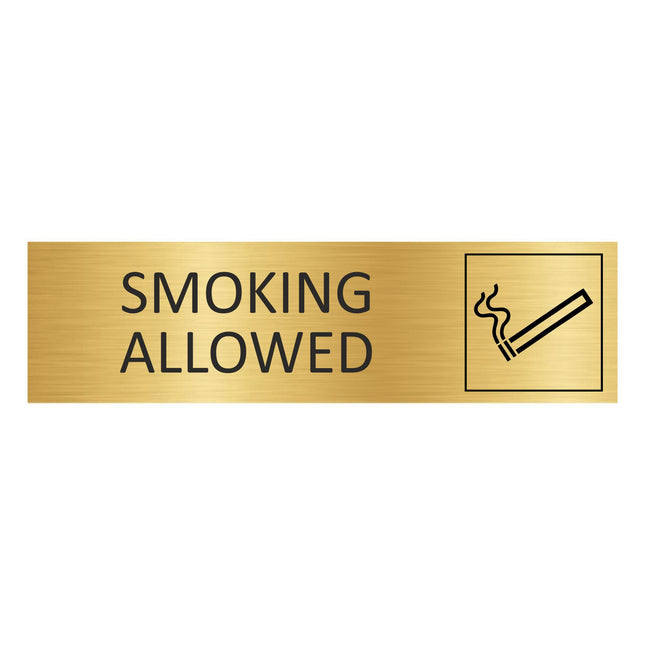 Smoking allowed gold door sign 165x45mm - 1 pc