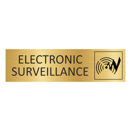 Electronic surveillance gold door sign 165x45mm - 1 pc