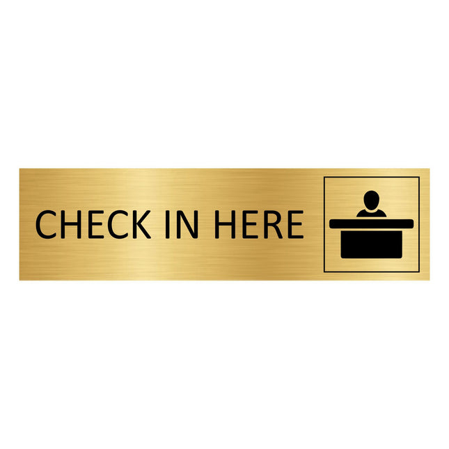 Check in here gold door sign 165x45mm - 1 pc