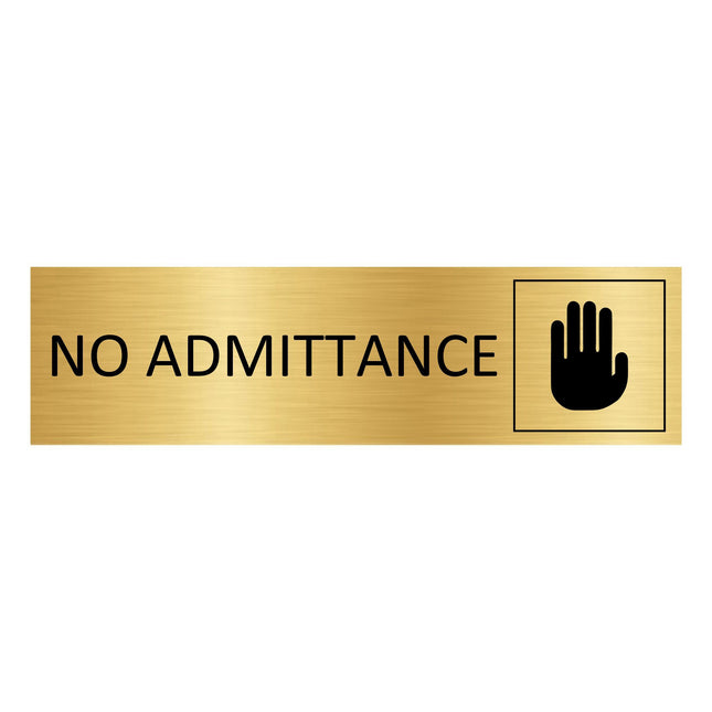 No admittance gold door sign 165x45mm - 1 pc