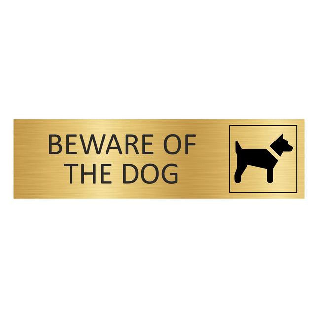 Beware of the dog gold door sign 165x45mm - 1 pc